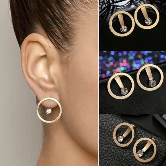 GlitzBlitz Boutique Jewelry - 2/$20! Gold Circles w/Floating CZ Earring Jackets